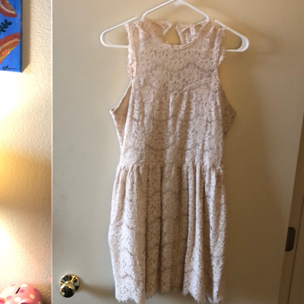 Cream lace mini dress